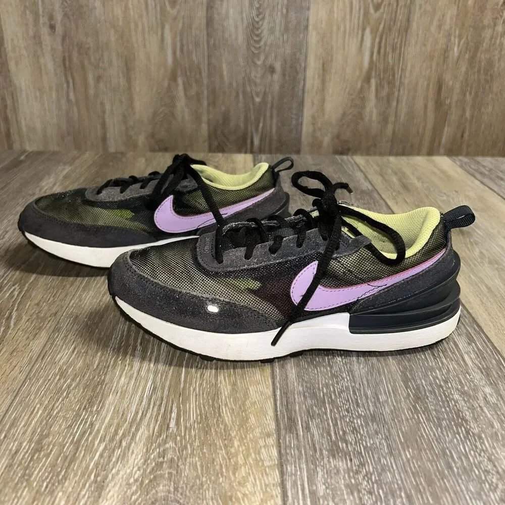 Nike Waffle One Youth US Size 2Y Black Green Purple Sneaker Shoes DC0480-002